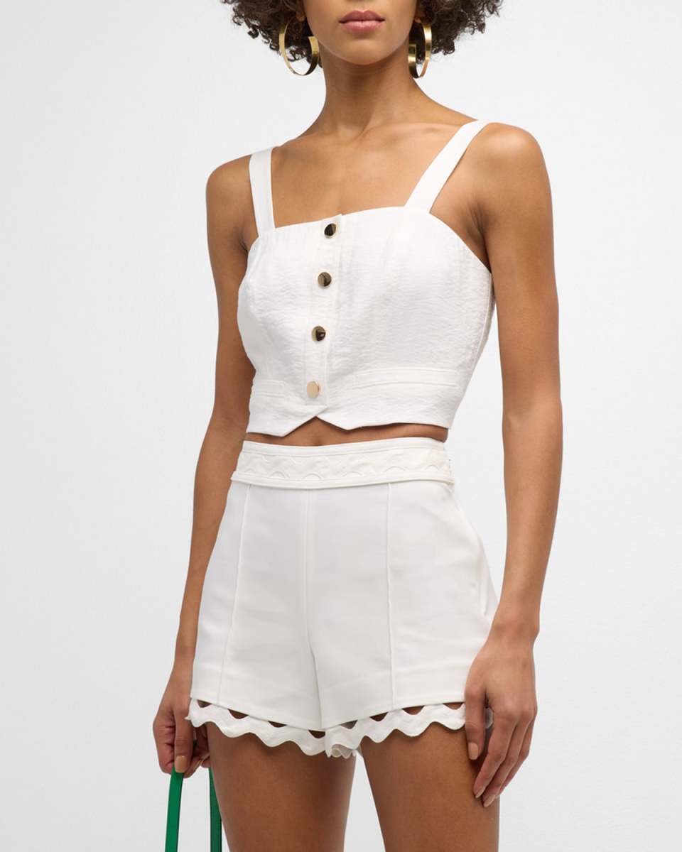 Gabi Button-Front Crop Top